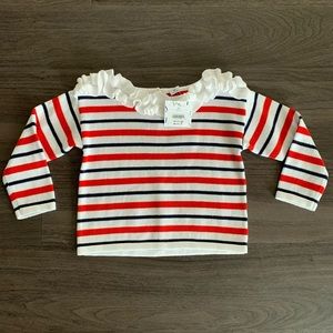 Janie and Jack Striped Ruffle Sweater 2T